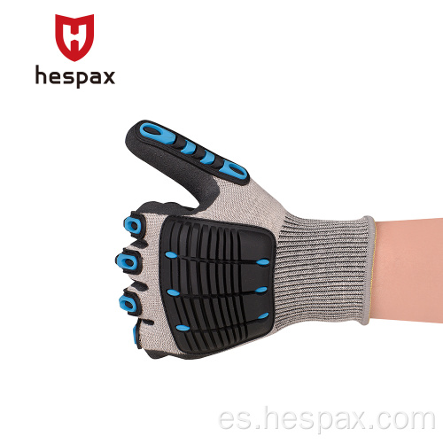 Hespax nitrile arenoso anti impacto guantes de trabajo de trabajo TPR